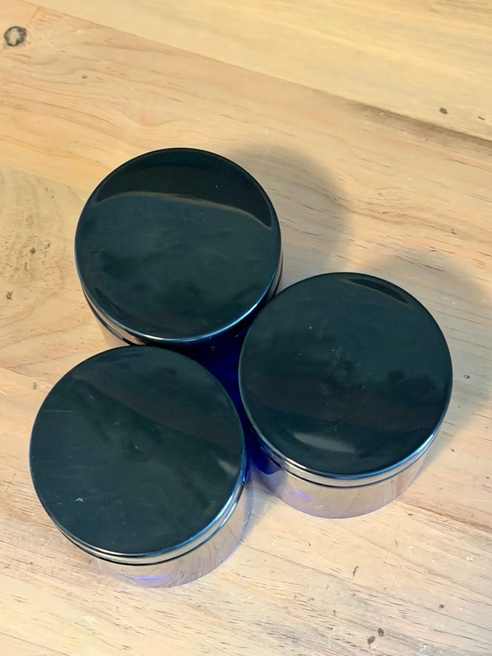 Cobalt Blue Glass Jars Set of 3 w/ Lids Midnight Decor Storage